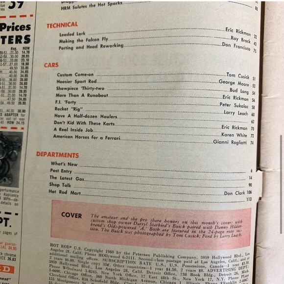 BUNDLE LOT Four (4) Hot Rod Magazines Oct 1958 May 1959 March 1960 June 1960 - Picture 7 of 14